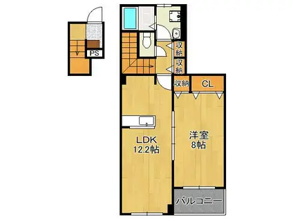 ヴィラルーチェA(1LDK/2階)の間取り写真