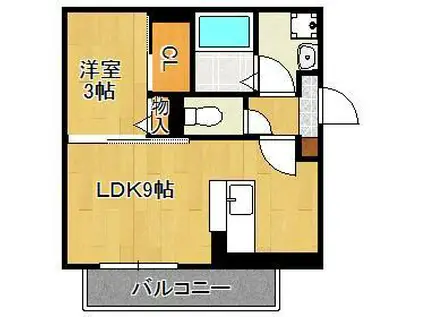 トレス城野貮番館(1LDK/2階)の間取り写真