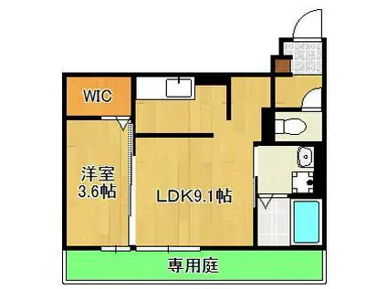 トレス城野貮番館(1LDK/1階)の間取り写真