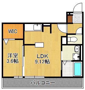 ARIGA 10 D棟(1LDK/2階)の間取り写真