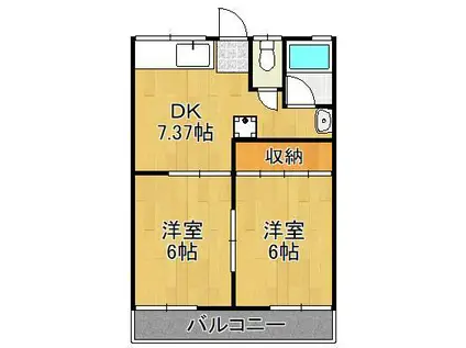 クルム横代(2DK/2階)の間取り写真