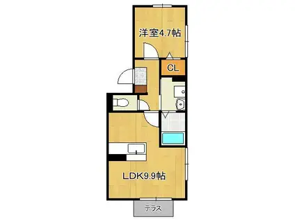 ザ・レジデンスD-ROOM守恒(1LDK/1階)の間取り写真