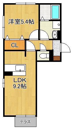ザ・レジデンスD-ROOM守恒(1LDK/1階)の間取り写真