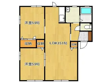 リンデンバームB棟(2LDK/1階)の間取り写真