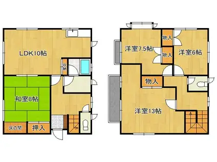 日田彦山線 志井公園駅 徒歩6分 2階建 築38年(4LDK)の間取り写真