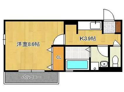 RECIENTE サウス(1K/2階)の間取り写真