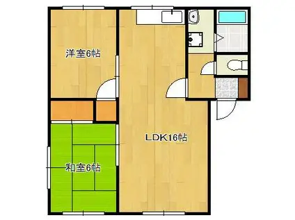 フレグランスT3(2LDK/1階)の間取り写真