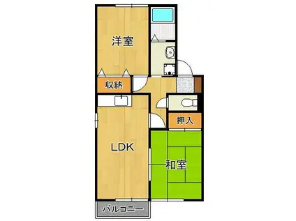 LUNA(2LDK/2階)の間取り写真