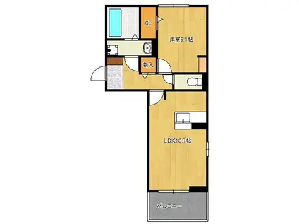 ELEGANT PALACE横代北(1LDK/2階)の間取り写真