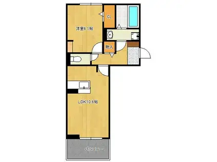 ELEGANT PALACE横代北(1LDK/2階)の間取り写真