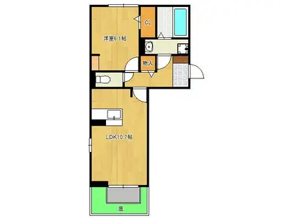 ELEGANT PALACE横代北(1LDK/1階)の間取り写真