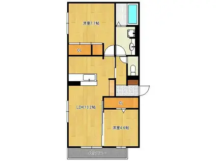 MAISON DE HIPPO(2LDK/1階)の間取り写真