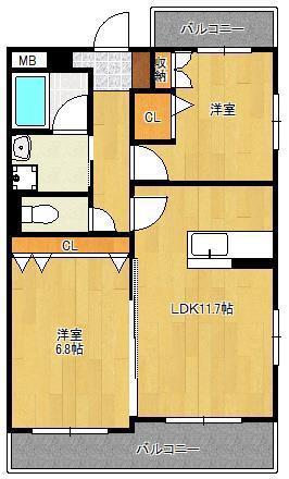 KIRA YAESU(2LDK/5階)の間取り写真