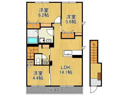 ブランフェーブ(3LDK/2階)の間取り写真