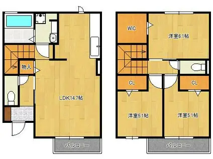 D-ROOM守恒 B棟(3LDK/1階)の間取り写真