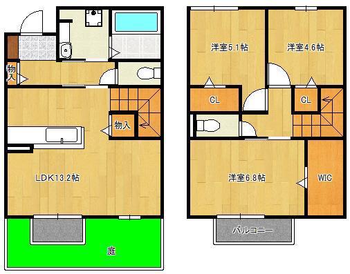 D-ROOM守恒 A棟(3LDK/1階)の間取り写真