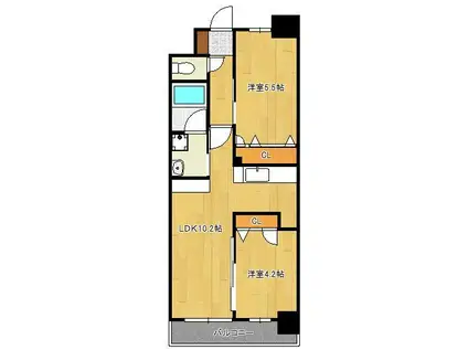 コンダクトレジデンスJONO(2LDK/2階)の間取り写真