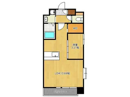 ハイネス徳力(1LDK/8階)の間取り写真