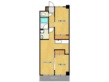 コンダクトレジデンスSHIMOJONO(2LDK/5階)の間取り写真