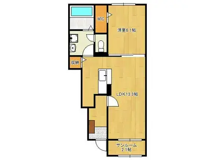 グラン フェリシア Ⅳ(1LDK/1階)の間取り写真