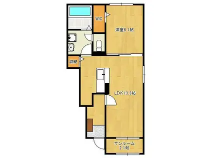 グラン フェリシア Ⅲ(1LDK/1階)の間取り写真