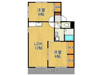 セジュールタカミ D棟(2LDK/2階)の間取り写真