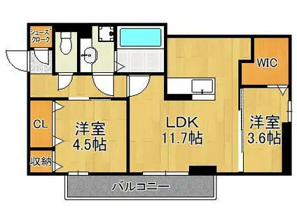 D-ROOM守恒Ⅱ(2LDK/2階)の間取り写真