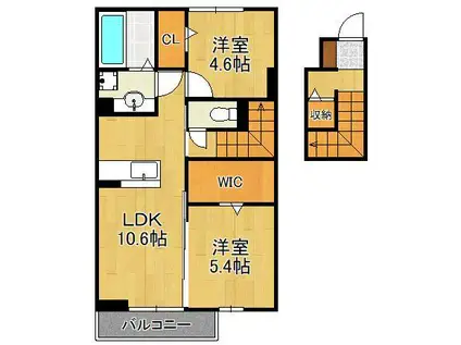 EXCELLENT街角六番館(2LDK/2階)の間取り写真