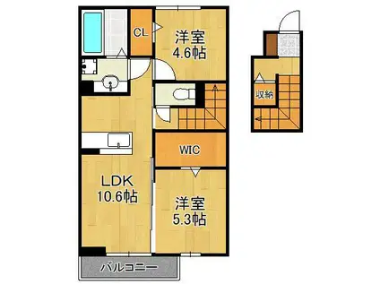 EXCELLENT街角六番館(2LDK/2階)の間取り写真
