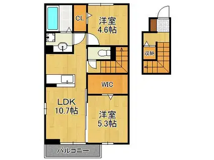 EXCELLENT街角六番館(2LDK/2階)の間取り写真