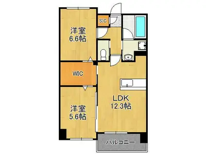 GRAN STELLA NAGAO(2LDK/6階)の間取り写真