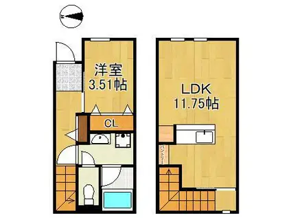 グラン若園(1LDK/1階)の間取り写真
