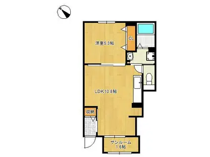 ルシオール(1LDK/1階)の間取り写真