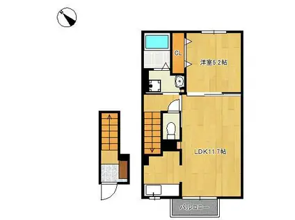 ルシオール(1LDK/2階)の間取り写真