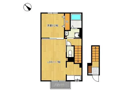 ルシオール(1LDK/2階)の間取り写真