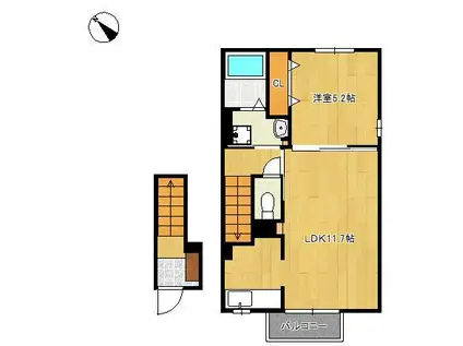 ルシオール(1LDK/2階)の間取り写真