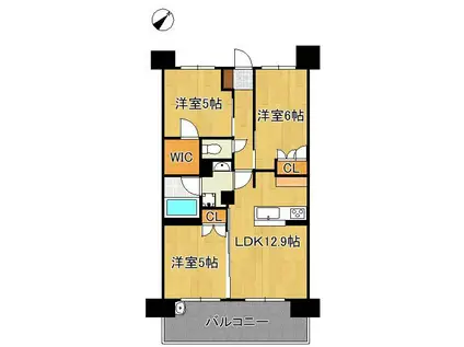 サンパーク企救丘グラッセ(3LDK/5階)の間取り写真