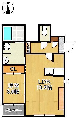 LILA城野(1LDK/1階)の間取り写真