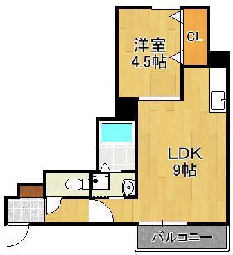 CRECIA北方(1LDK/1階)の間取り写真