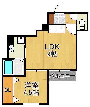 CRECIA北方(1LDK/1階)の間取り写真