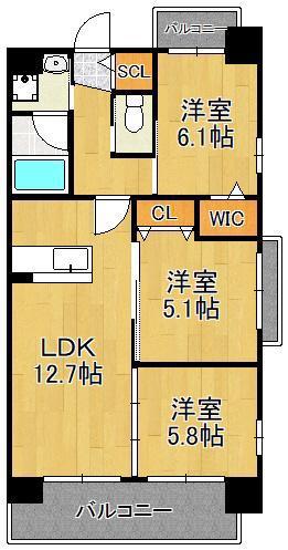 コンダクトレジデンスTOKURIKI(3LDK/4階)の間取り写真