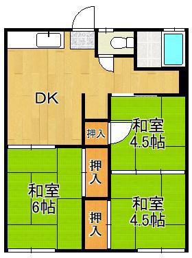 コーポ勝山(3DK/2階)の間取り写真