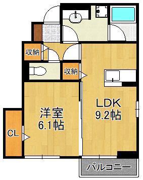 D-ROOM下城野(1LDK/1階)の間取り写真