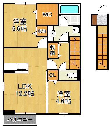 D-ROOM下城野(2LDK/2階)の間取り写真