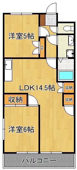 シャトレーゼ熊本(2LDK/3階)の間取り写真