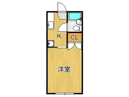 NO.2ホワイトフォーラム足原(1K/1階)の間取り写真