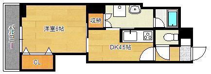 片野タカヤコーポレーションビル(1DK/4階)の間取り写真