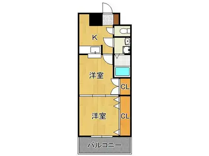 NO.65クロッシングタワーORIENT.BLD(2K/10階)の間取り写真