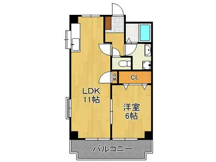 クレベール片野(1LDK/1階)の間取り写真
