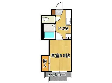 シャトレ片野Ⅲ(1K/5階)の間取り写真